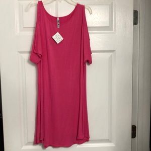 Hot pink peek a boo shoulder knit tunic